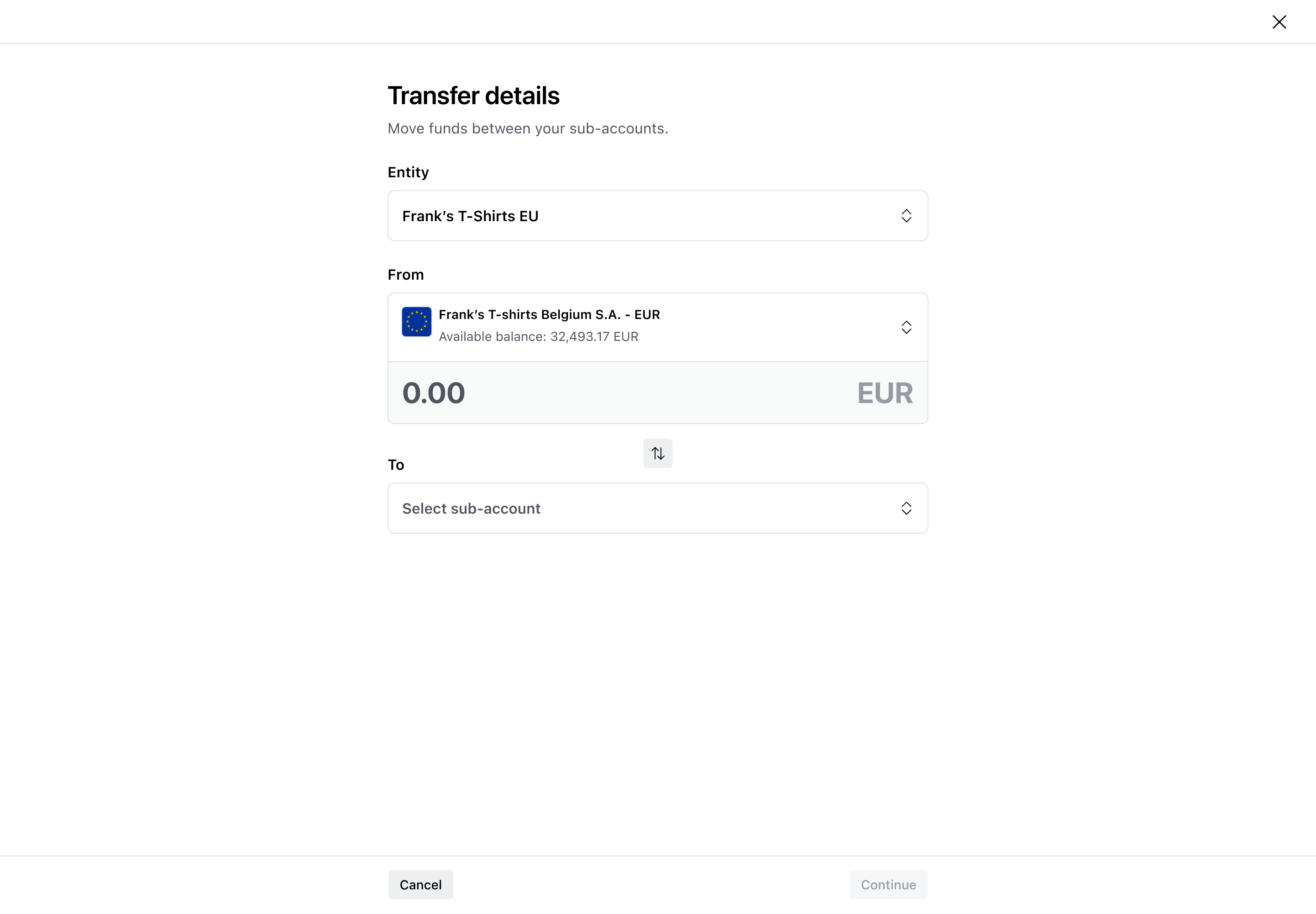 Transfer flow step 3 – From account selected – Light mode